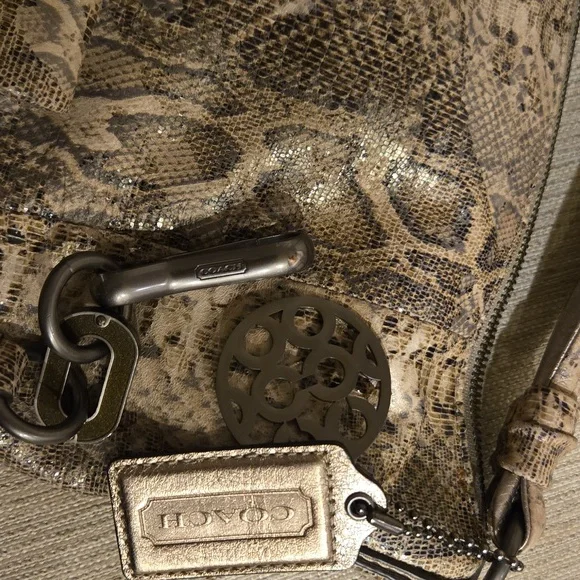 Coach Kristen Brown Tan‎ Embossed Python Leather Purse Hobo E1026 15361 - Picture 8 of 16